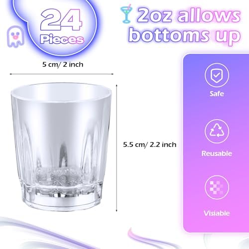 CHENGU 24 Pieces Light up Shot Glasses Party Favors for Adults, LED Flash Light up Drinking Cups Plastic Blinking Barware, Glow in the Dark Party Supplies for Night Club Bar Birthday Wedding Disco