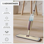 HOMTOYOU Spray Mop for Floor Cleaning: Wet Mop with 4 Washable Microfiber Pads and 2 Refillable Bottles for Hardwood Laminate Wood Vinyl Ceramic Tiles Home Kitchen
