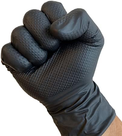 DENCO DISTRIBUTING, INC. GripTensity Diamond Nitrile Gloves - Black 7 MIL - Latex & Powder Free - 10 Boxes
