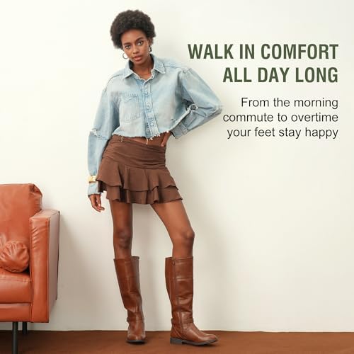 Jeossy Women's 950 Knee High Riding Tall Boots, Comfortable with Metal Buckle and Zipper Boots with Wide Calf and Wide Widths