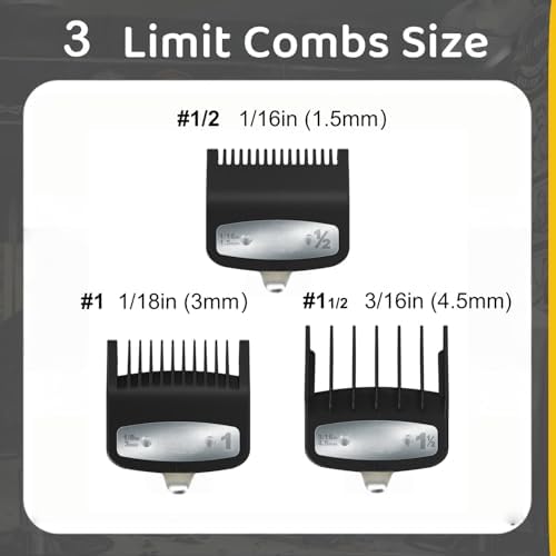 3-Pcs Clipper Guard Set, Black Professional Clipper Guard Set Compatible with Wahl Most Clippers (1.5mm/3mm/4.5mm), Premium Close Cut to 1-Inch,Black Sliver