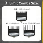 3-Pcs Clipper Guard Set, Black Professional Clipper Guard Set Compatible with Wahl Most Clippers (1.5mm/3mm/4.5mm), Premium Close Cut to 1-Inch,Black Sliver