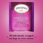 Twinings Darjeeling Tea - A Delicate, Dry Black Tea, Sophisticated Coffee Alternative with Less Caffeine, Individually Wrapped Tea Bags, 50 Count (Pack of 3)