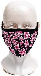 MODGY Fashion Mask 3-Layer Cloth Face Masks with Filter Pocket Insert, Nose Wire, Adjustable Ear Loops, Breathable, Reusable, Washable, Women, Men, Adults, Cherry Blossom