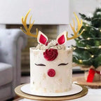 Antler Cupcake Toppers,Gold Acrylic Christmas Deer Cake Picks for Wedding Birthday Baby Shower Christmas Party Decorations Supplies