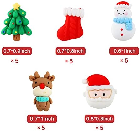 Ercadio 25 Pack Resin Christmas Cupcake Toppers 2D Santa Claus Snowman Christmas Tree Cake Picks for Christmas Baby Birthday Decors Xmas Holiday Eve Party Cupcake Decorations