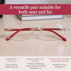 2 Pcs Auto Focus Glasses, Automatic Zoom Reading Intelligent Self Adjusting Presbyopia Anti-Blue Light Glass Adjustable Presbyopic Color-Changing Smart Look Far And Near For Men Women(Red)