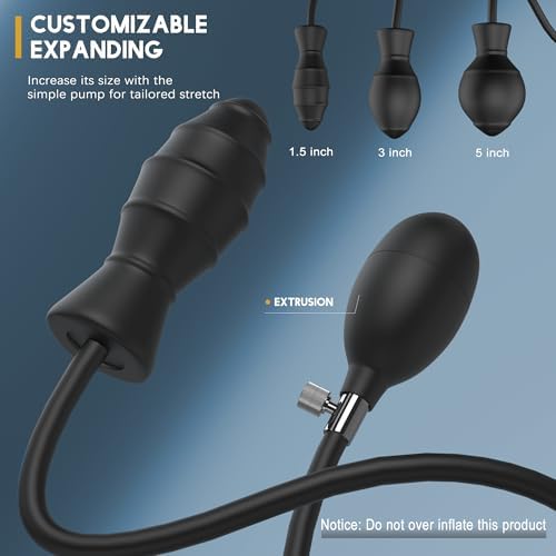 Inflatable Butt Plug, Body-Safe Silicone Anal Balloon Pump with Quick Release Valve Stretch Anal Sex Toys for Beginners and Advanced Users (Rippled Style)