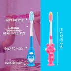 50 pcs Kids Manual Toothbrush Individually Wrapped,Children Toothbrush with Suction Cup Soft Bristles for Age 2+ Boys Girls Toothbrushes