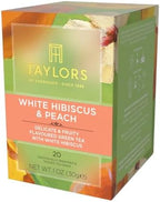 Taylors of Harrogate White Hibiscus & Peach, Green Tea Individually Wrapped Bags, 20 Count (Pack of 1), Delicate, Fruity and Sweet, Caffeinated, Enjoy Hot or Iced, 20 Teabags