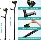 Forearm Crutches for Adults, Upgraded Heightened Forearm Crutches, 10-Level Adjustable Height, Arm Crutches Forearm, Aluminum Crutches for Walking
