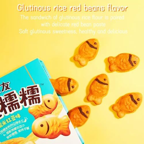 Taiyaki, Glutinous rice red beans flavor, Japanese Sweets Wagashi, Traditional Asian Dessert Snacks, Suitable for Afternoon Tea ＆ Daily Snack, 6 cake (1 Box)