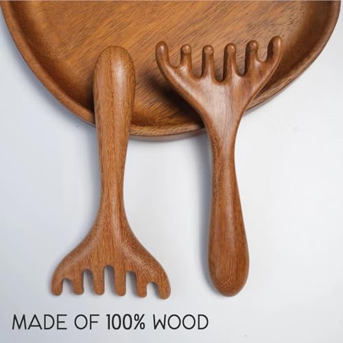 Wood Scalp Massager 2 Pcs, Head Massager Comb for Deep Relaxation & Stress Reduction, Head Scalp Massage Tool for Father's Day and Mother's Day Gifts