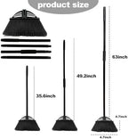 Four-Section Rod Long-Handled Broom,Heavy-Duty Broom, Angle Broom for Outdoor/Indoor（Black）