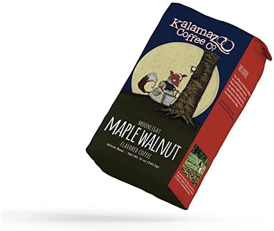 KALAMAZOO COFFEE COMPANY Maple Walnut Whole Bean Coffee - Moonlight Maple Walnut Flavored Coffee | 12oz Bag (1 Pack)