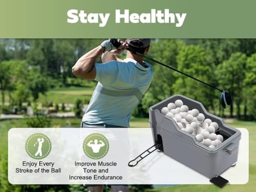 Golf Ball Dispenser, Powerless Automatic Golf Ball Tee Up Machine,No Electricity Required, Golf Simulator for Home Indoor,Green/Grey