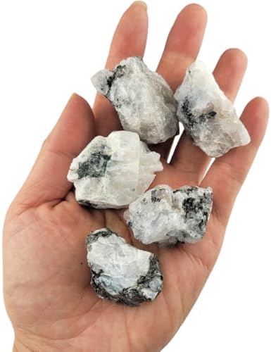 3-5Pcs Moonstone Natural Raw Crystals 1''-2'' Rough Stones Rocks for Tumbling Polishing Cabbing Gemstones Crystals and Healing Stones for Wicca Reiki,Fountian Rocks for Decorations (Moonstone)