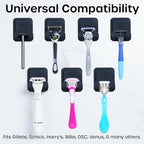 Vanibiss The Man Silicone Razor Holder for Men - Fit Any Razor Secure & Safe - Bathroom Organization Hooks for Shower Wall - Compatible with Gillette, Harry's, Schick & Other Brands (2 Pack)