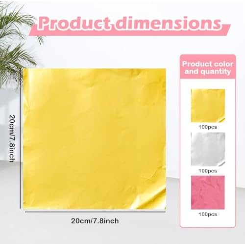 300 Pieces 7.8” Square Foil Candy Wrappers, Chocolate Foil Wrappers for Food DIY Candies Wrapping Packing Gifts (Gold, Silver, Pink)