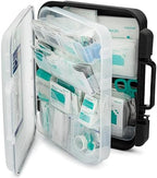 Large Wall Mountable & Portable First Aid Kit Cabinet for Business, Office, School, Warehouse & Workplace Safety – OSHA Compliant Emergency Medical Supplies with Tilting Shelves & Mounting Hardware