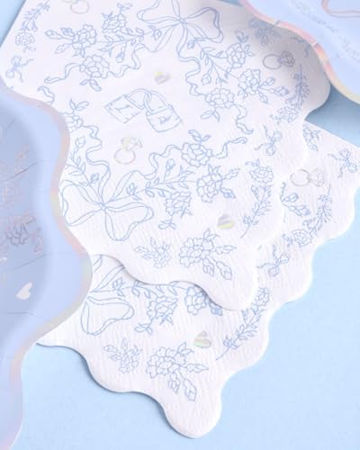 xo, Fetti Something Blue Napkins - 3-ply, 25 pcs | Bachelorette Decorations, Engagement Supplies, Bridal Shower, Cocktail Decor, Bach Party Tableware