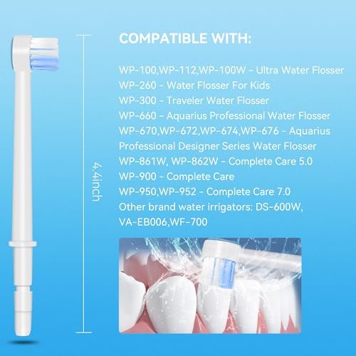 Replacement Tips for Waterpik Aquarius Water Flosser Waterpik Toothbrush Replacement Heads Toothbrush and Oral Irrigators (6 Brush Head Tips)