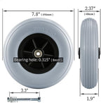 Pair of 8" x 2" (200x50) Caster Wheels for Electric/Power Wheelchair - 8 inch Solid Tire Replacement Wheels (8"x 2" (200x50) - Gray)