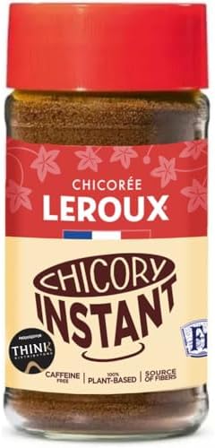 Leroux Instant Chicory Coffee – 100% Roasted Chicory from France, Caffeine Free Coffee Substitute, Pure French Chicory Powder, Produced for Think Distributors, 7 oz
