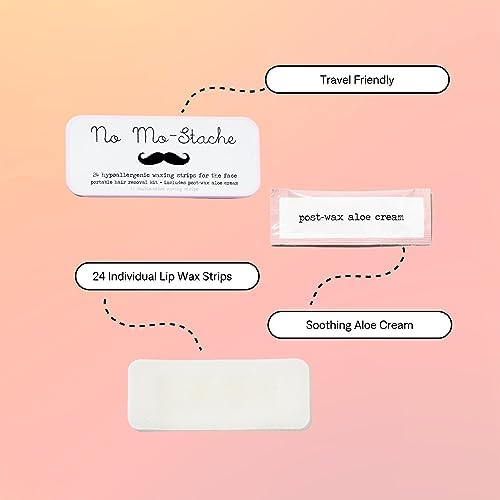 No Mo-Stache Shark Tank Lip Wax Strips for Hair Removal, 24 Hypoallergenic Waxing Strips For Upper Lip, Chin, Eyebrows, and Face