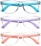 FANNYGO 3 Pack kids Blue Light Blocking Glasses for girls boys Computer Blue Light Blocking Glasses For Age 3-9 (Light blue + Light purple + Light pink)