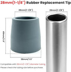 Rubber Crutch Tips 1-1/8 Inch 8 Pack, Heavy Duty Replacement Tips for Walker, Cane, Walking Stick and Commode Legs, Non-Slip Walker Feet Caps