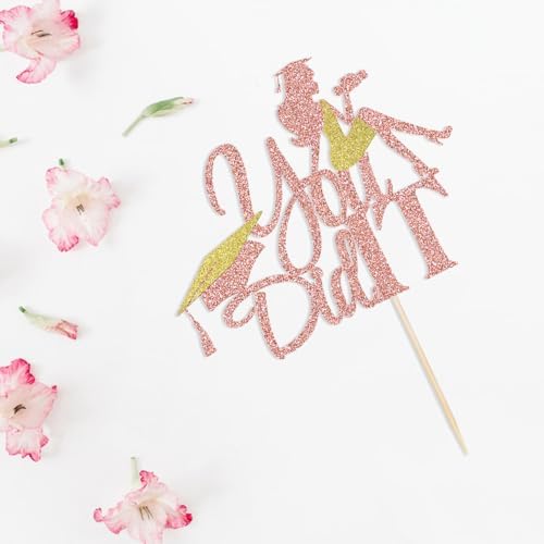 Congratulations on graduation Cake topper 2026 glitter girl graduation cake topper 2026 graduation decorations 2026 graduation party decoration supplies (rose gold1)