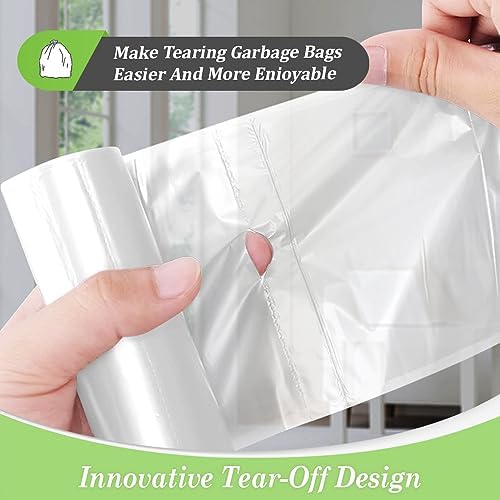 Teivio 1.6 Gallon 180 Counts fit 5-6 liter 1.5 gallon Small Trash Bags Garbage Bags, Bathroom Trash Can Bin Liners, Small Plastic Bags for home office kitchen, Clear