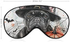 Halloween Dog Sleep Mask Cute French Bulldog Dog Pumpkins Blindfold for Adult Play Adjustable Soft Eye Sleep Mask for Men Women Travel Nap Games
