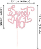 1 PCS Sweet 16 Cake Topper Cheers to 16 Years Old Teenager Cake Pick 16th Birthday Party Decorations for Sweet Sixteen Theme Happy 16th Birthday Party Cake Decorations Supplies Light Pink