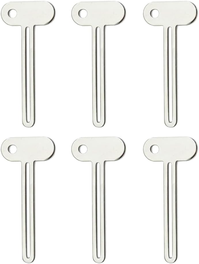 6Pcs Stainless Steel Toothpaste Squeezer, Tube Key Squeezers,Metal Tube Squeezer Key Toothpaste Roller Tube Wringer,Key Roller Dispenser Wringer Tools, for Paint, Cream, Cosmetic and Hair Dye (6)