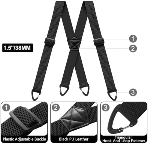 Hidden Suspenders for Men X Back Adjustable Elastic Men's Suspenders Under Clothes with 4 Snap Loop