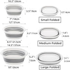 Goaste 3 Pack Collapsible Wash Basin, Portable Washing Basin, Foldable Dish Tub Square, Space Saving Plastic Washtub for Dishing, Fruit, Camping, Laundry, Hiking & Home (Grey)