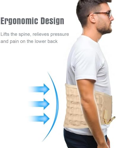Decompression Back Belt for Lower Back Pain Relief and Lumbar Support, Spinal Decompression Belt for Woman and Men, One Size Fits 29-49 inches Waist, Decompression Back Brace for Sciatica (Beige)