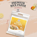 52USA Square Rice Paper, 3 Pack, White Rice Paper Wrappers, Fresh Spring Roll Wrappers & Dumplings-102 Sheets, Gluten-Free Wonton Wrappers, Vegan, Low Carb, Vietnamese Rice Wraps (22cm, 36 oz)