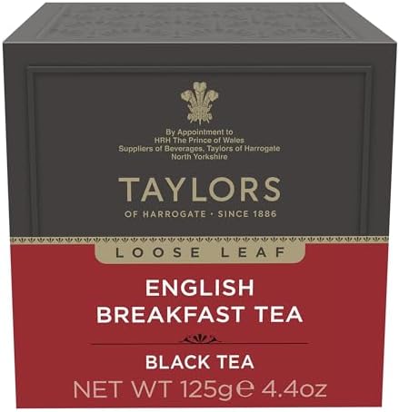 Taylors of Harrogate English Breakfast, Black Tea, Loose Leaf, 4.41 Ounce Carton (Pack of 1), Rich, Bright & Malty, Caffeinated, Premium Whole Leaf Tea