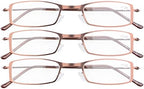 Eyekepper 3-Pack Unique Lightweight Stainless Steel Frame Reading Glasses for Men and Women Brown +3.5
