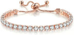Dainty Sparkling Crystal Tennis Bracelets Set 18K Gold Plated Shiny Cubic Zirconia Jewelry Birthday Gifts for Women