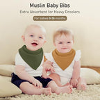 Muslin Baby Bibs 8 Pack, Baby Bandana Drool Bib for Drooling and Teething, Cotton Soft Absorbent for Girls Boys Calm Style Plain Solid Color