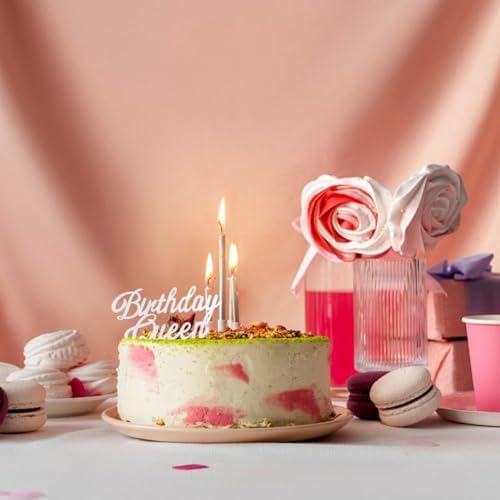 4 Pack Happy Queen Acrylic Cake Toppers - Side Mirror Cupcake Decorations for Birthday Parties, Reusable, DIY Cake Decor Cake Tools Birthday Party Supplies