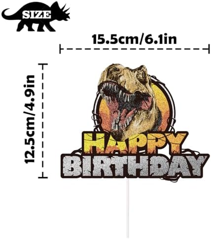 Dinosaur Happy Birthday Cake Topper Rex Cake Decoration Boys and Kids Dinosaur Head Theme Party Supplies