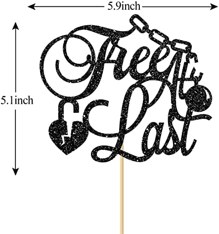 Free at Last Cake Topper/Divorced Party Cake Decor/Going Away/Broken Up/Later Traitor Party Supplies - Black Glitter