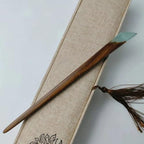 Handmade Sandalwood Hairpin, Translucent Jade Green Resin Splicing Hairpin Modern Chinese Hair Jewelry Hair Acessories for Women (green sandalwood)