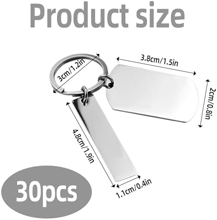 30 Pcs Personalized Engravable Keychains – Blank Metal Tags for Stamping & Custom Text – Durable Metal Keychain Blanks Stainless Steel Key Ring for Men & Women, Keepsake for DIY Crafts Various Holiday