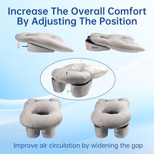 Face Down Pillow After Eye Surgery - BBL Pillow After Surgery for Sleeping - Prone Face Down Massage Pillows Headrest for Bed - Retinal Vitrectomy Recovery Equipment, Grey